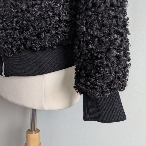 (Forever 21) NWT Black Teddy Furry Zip Jacket - Picture 13 of 14